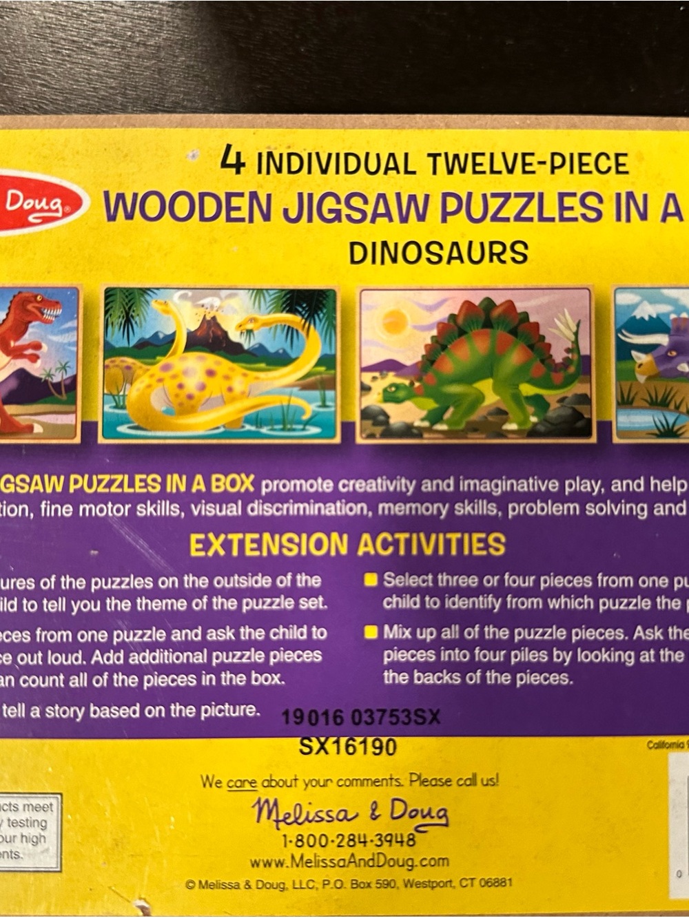 Melissa & Doug Yellow Dinosaurs Wooden Jigsaw Puzzle Set